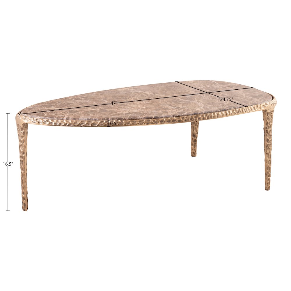 Gild Brown Genuine Marble Top And Aluminum Base Coffee Table