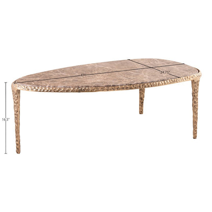 Gild Brown Genuine Marble Top And Aluminum Base Coffee Table