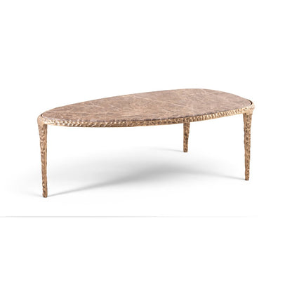 Gild Brown Genuine Marble Top And Aluminum Base Coffee Table