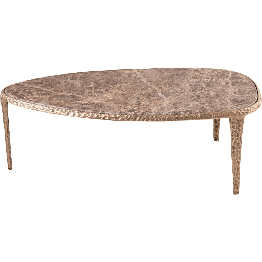 Gild Brown Genuine Marble Top And Aluminum Base Coffee Table