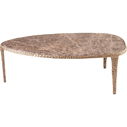 Gild Brown Genuine Marble Top And Aluminum Base Coffee Table