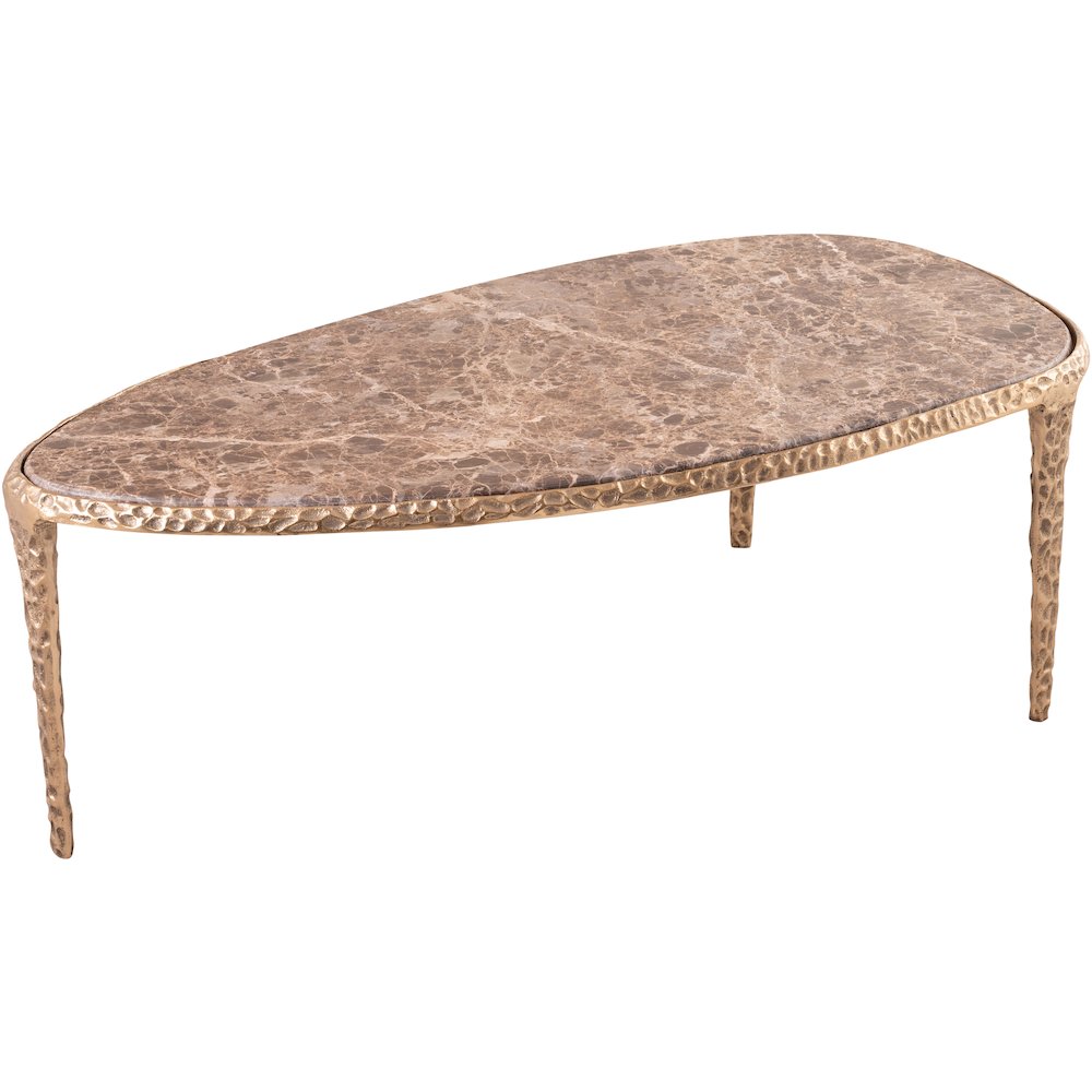 Gild Brown Genuine Marble Top And Aluminum Base Coffee Table