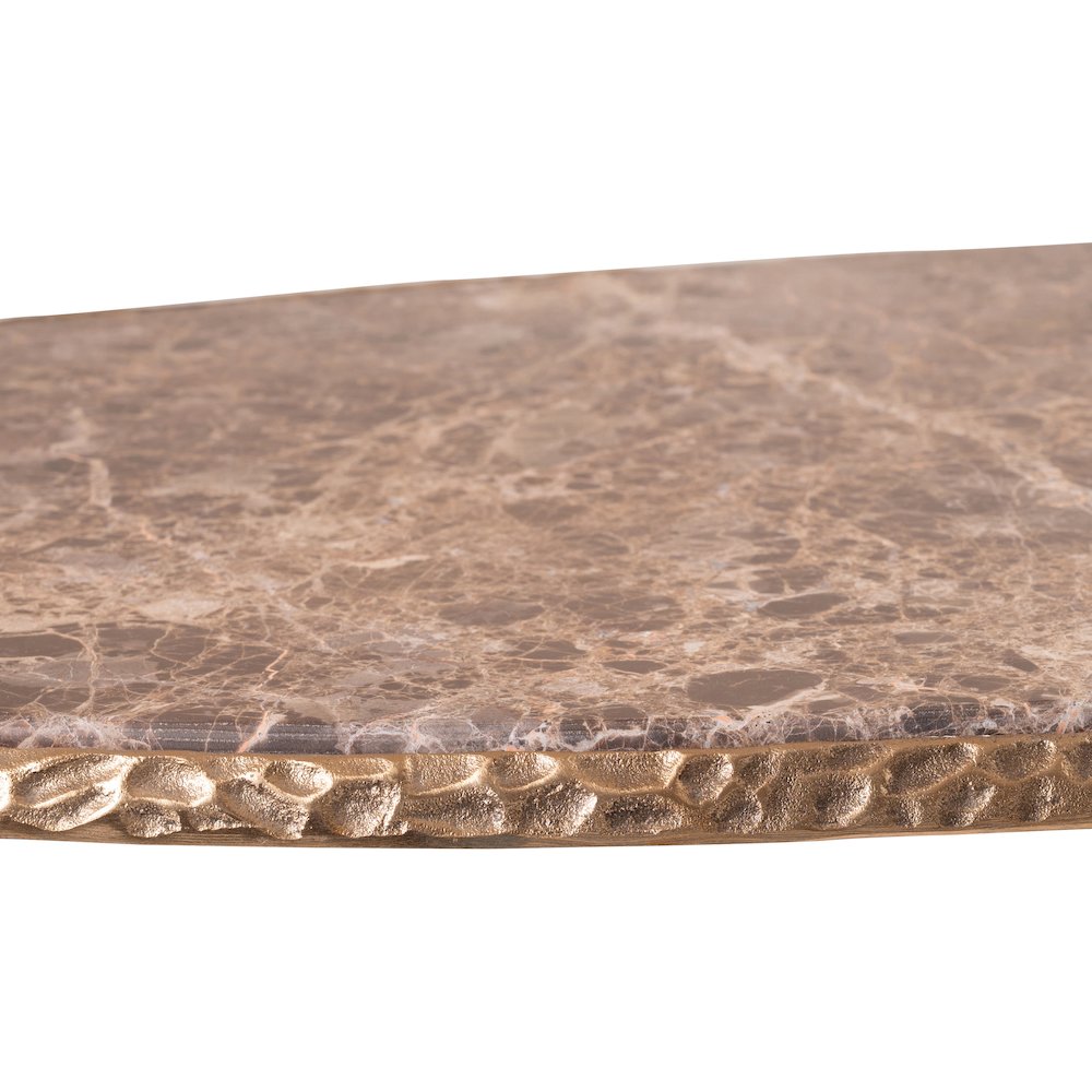Gild Brown Genuine Marble Top And Aluminum Base Coffee Table