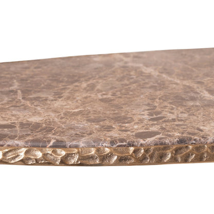 Gild Brown Genuine Marble Top And Aluminum Base Coffee Table