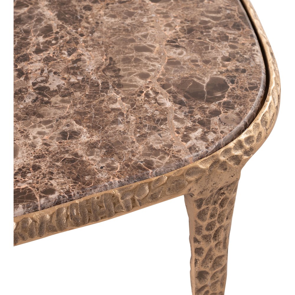 Gild Brown Genuine Marble Top And Aluminum Base Coffee Table