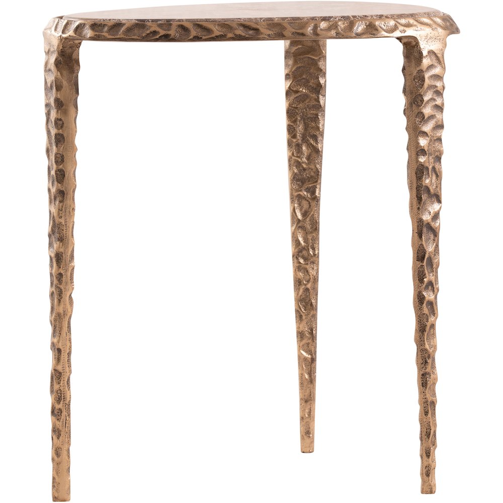 Gild Brown Genuine Marble Top And Aluminum Base End / Side Table