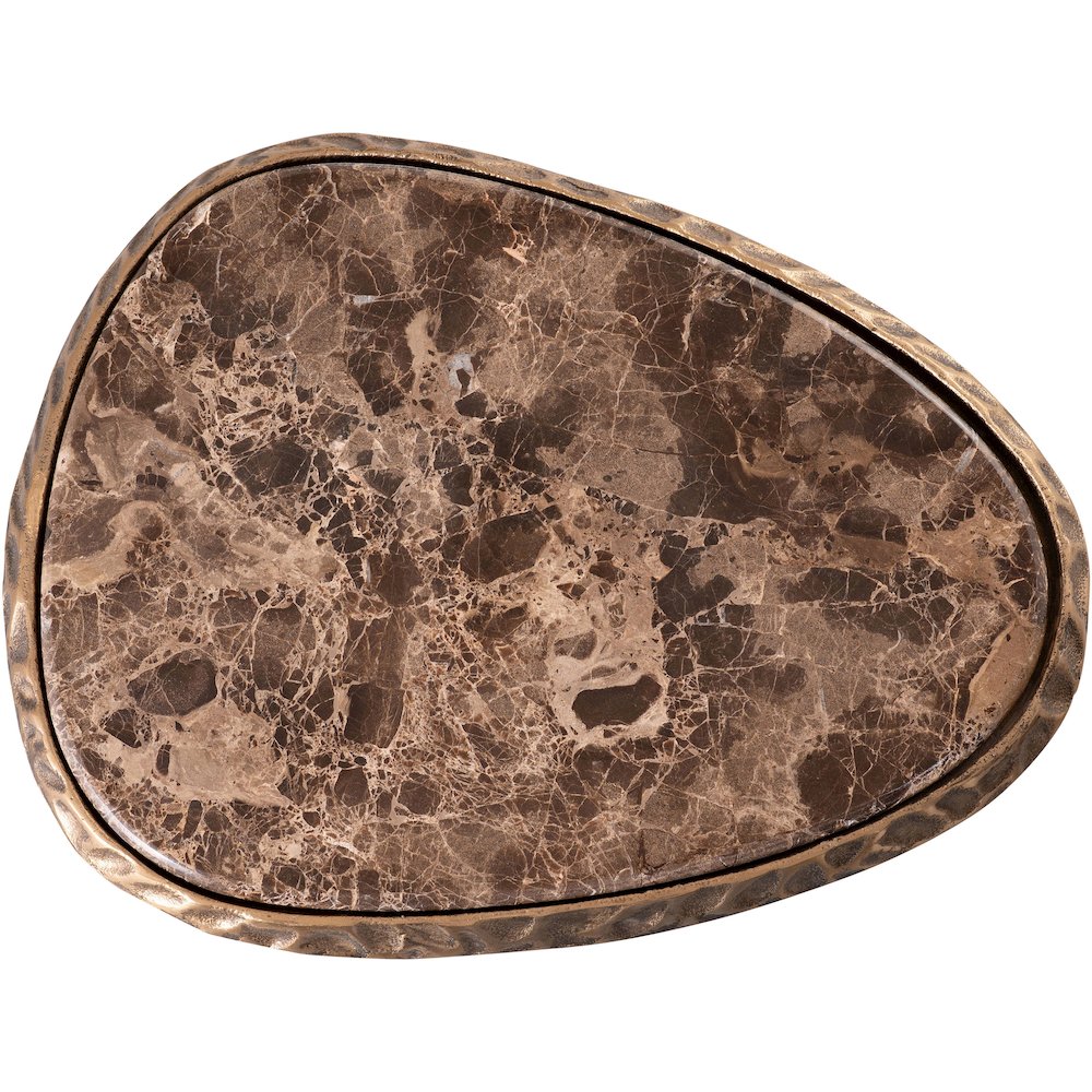 Gild Brown Genuine Marble Top And Aluminum Base End / Side Table