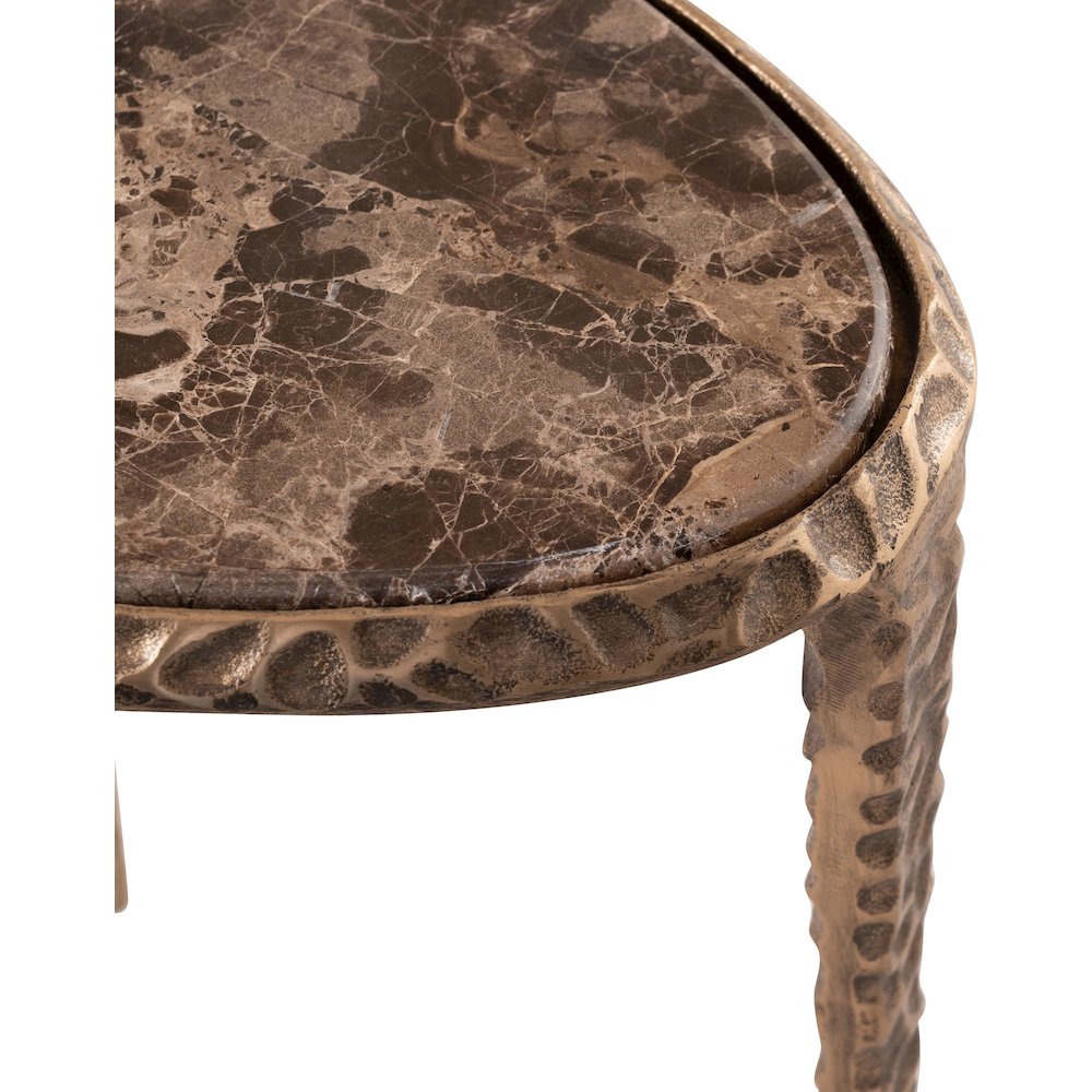 Gild Brown Genuine Marble Top And Aluminum Base End / Side Table