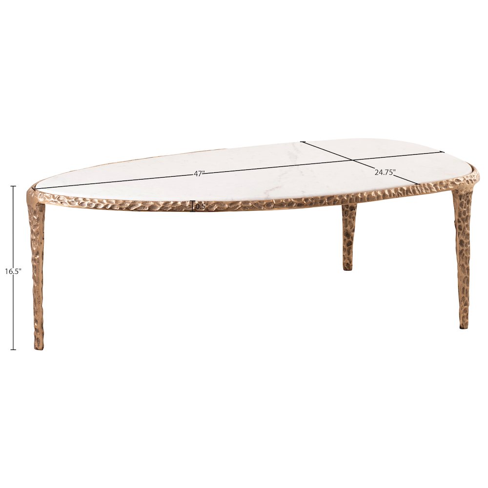 Gild White Genuine Marble Top And Aluminum Base Coffee Table