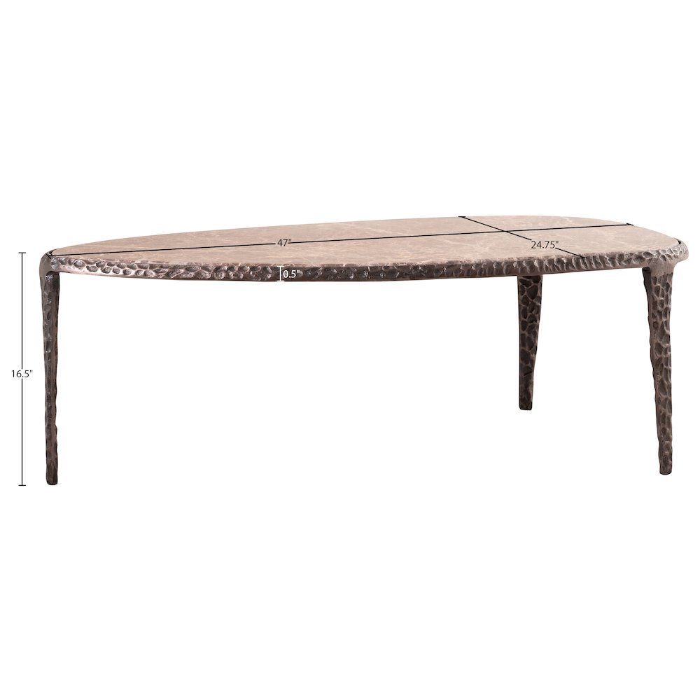 Gild Beige Genuine Marble Top And Aluminum Base Coffee Table