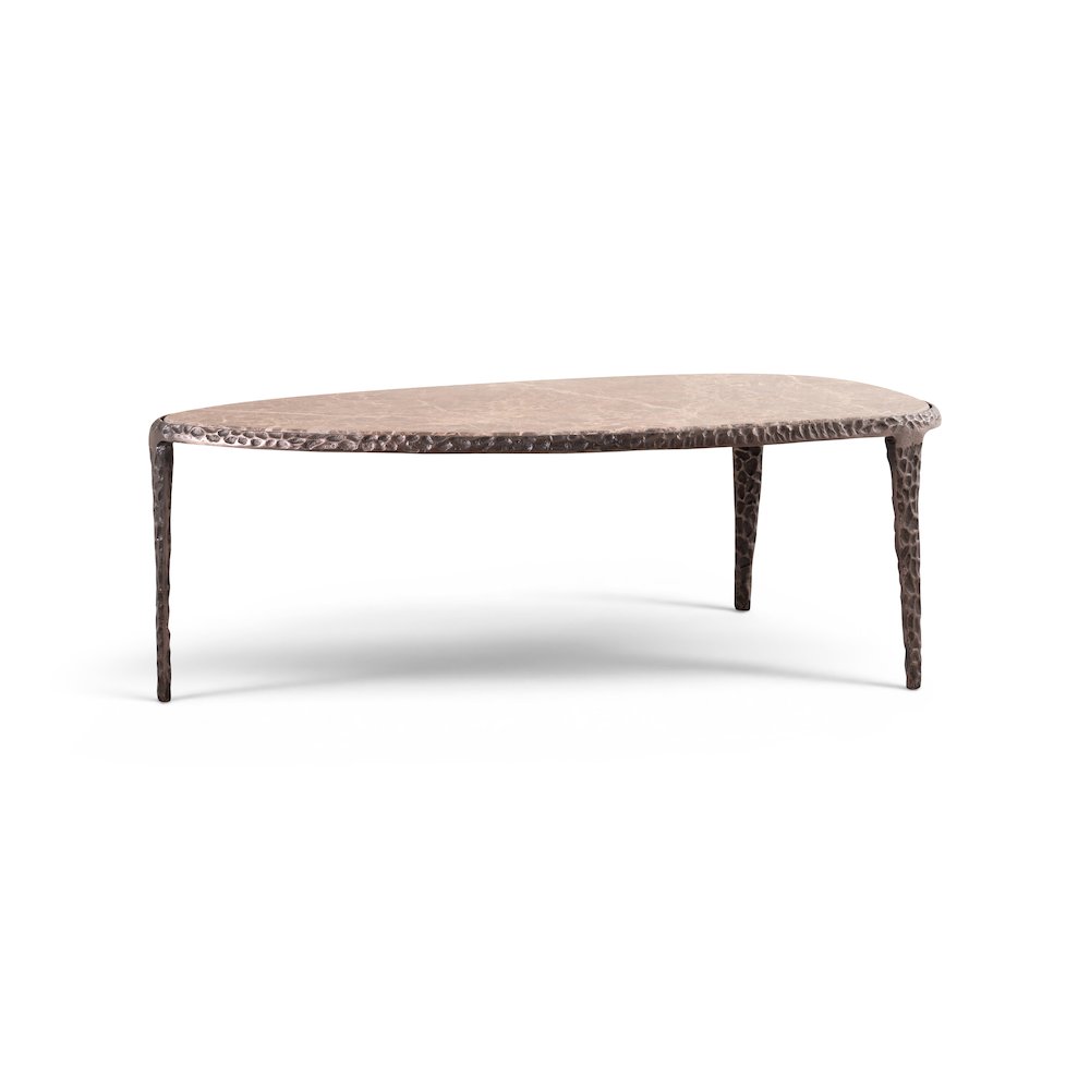 Gild Beige Genuine Marble Top And Aluminum Base Coffee Table