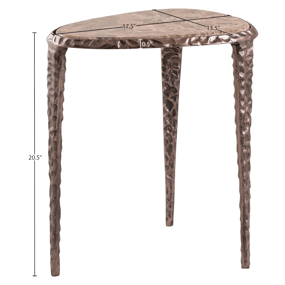 Gild Beige Genuine Marble Top And Aluminum Base End / Side Table