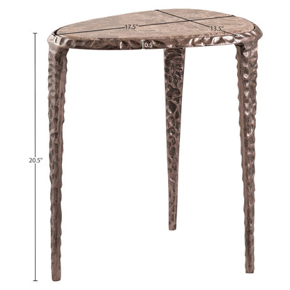 Gild Beige Genuine Marble Top And Aluminum Base End / Side Table