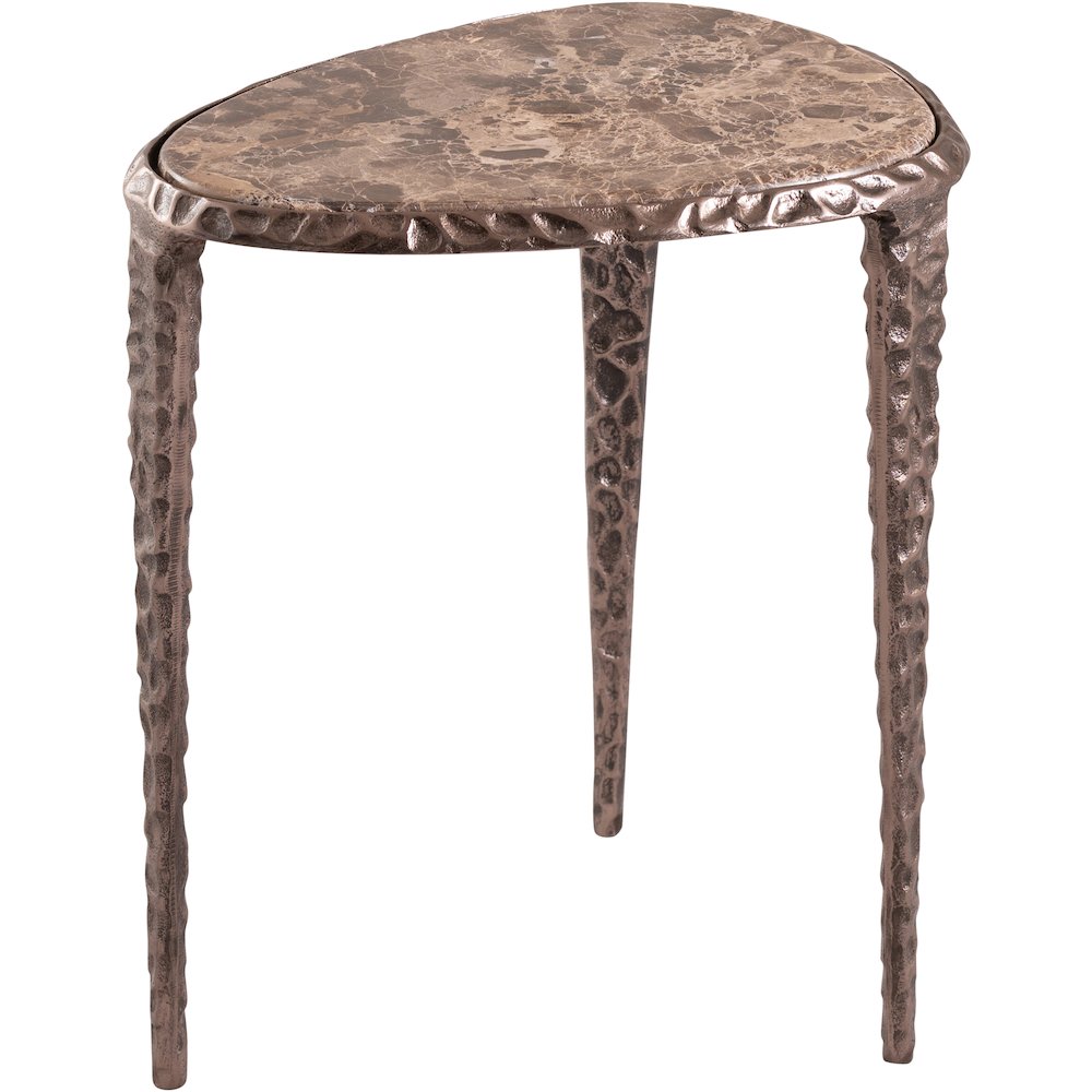 Gild Beige Genuine Marble Top And Aluminum Base End / Side Table