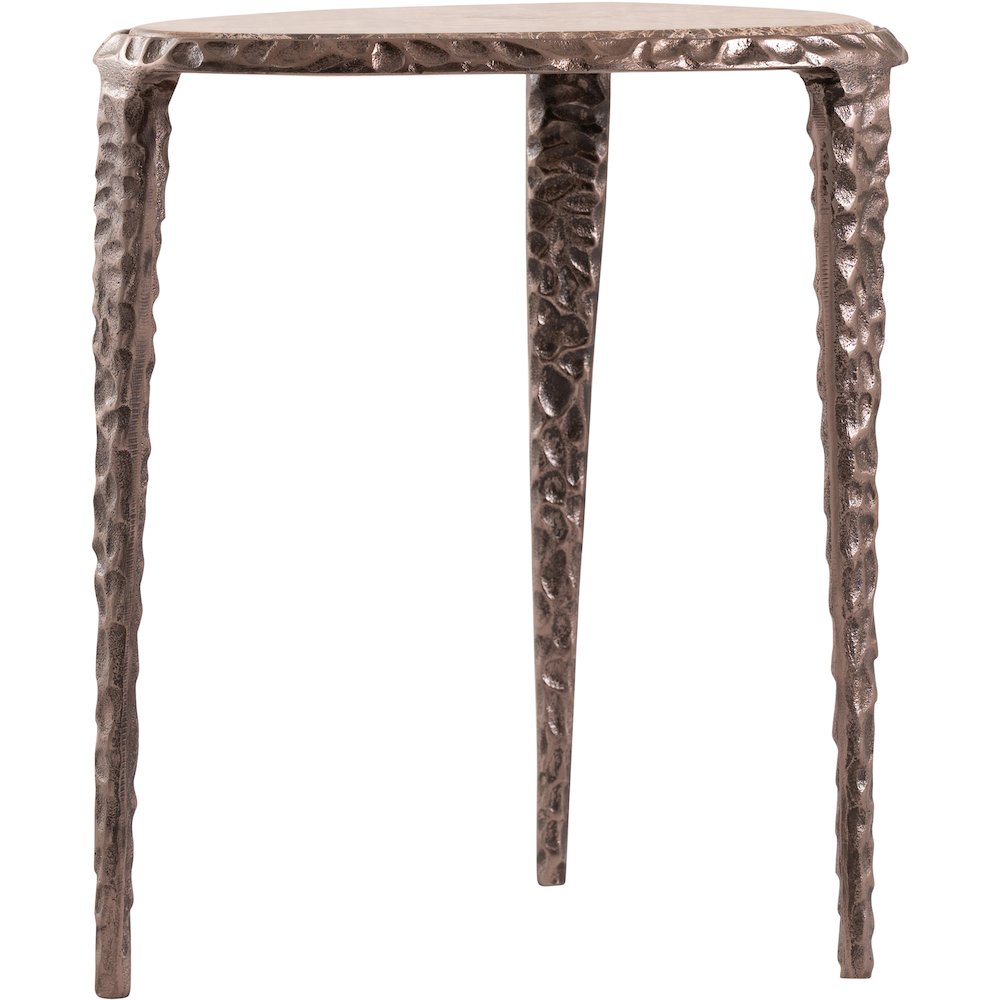 Gild Beige Genuine Marble Top And Aluminum Base End / Side Table