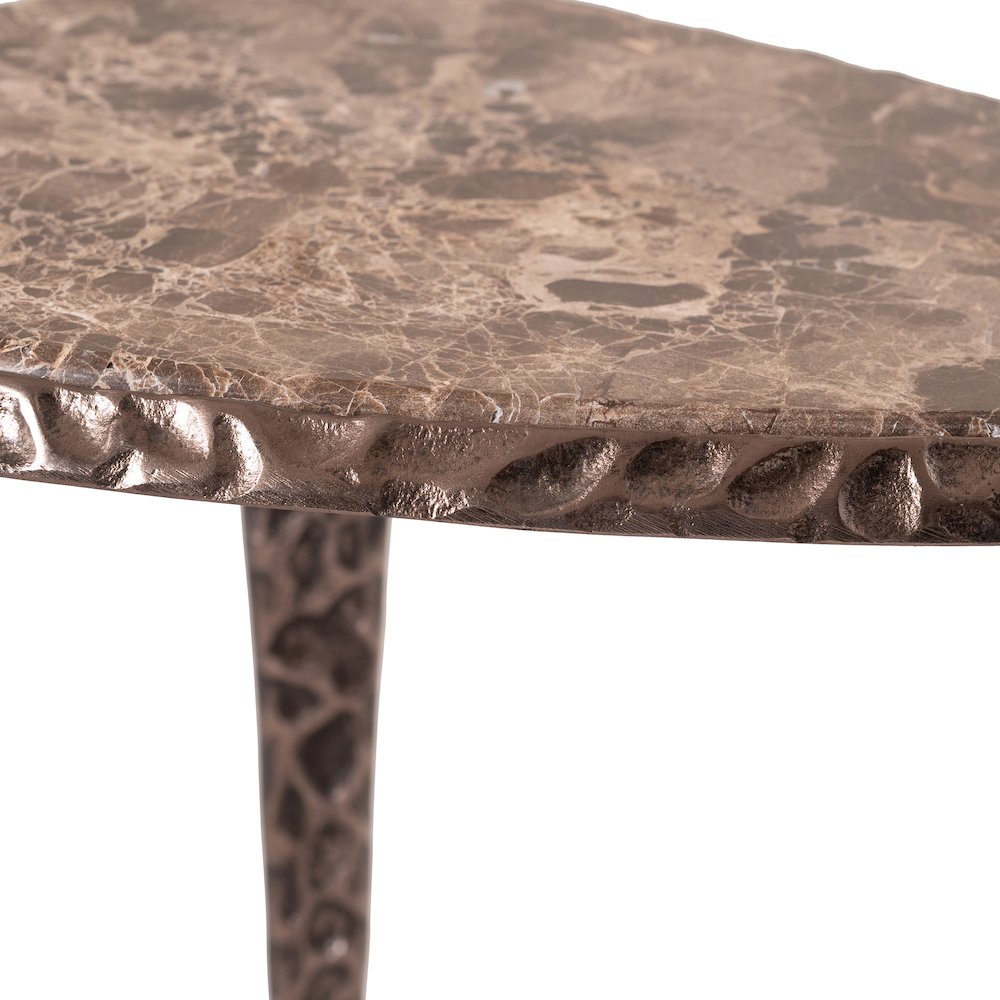 Gild Beige Genuine Marble Top And Aluminum Base End / Side Table