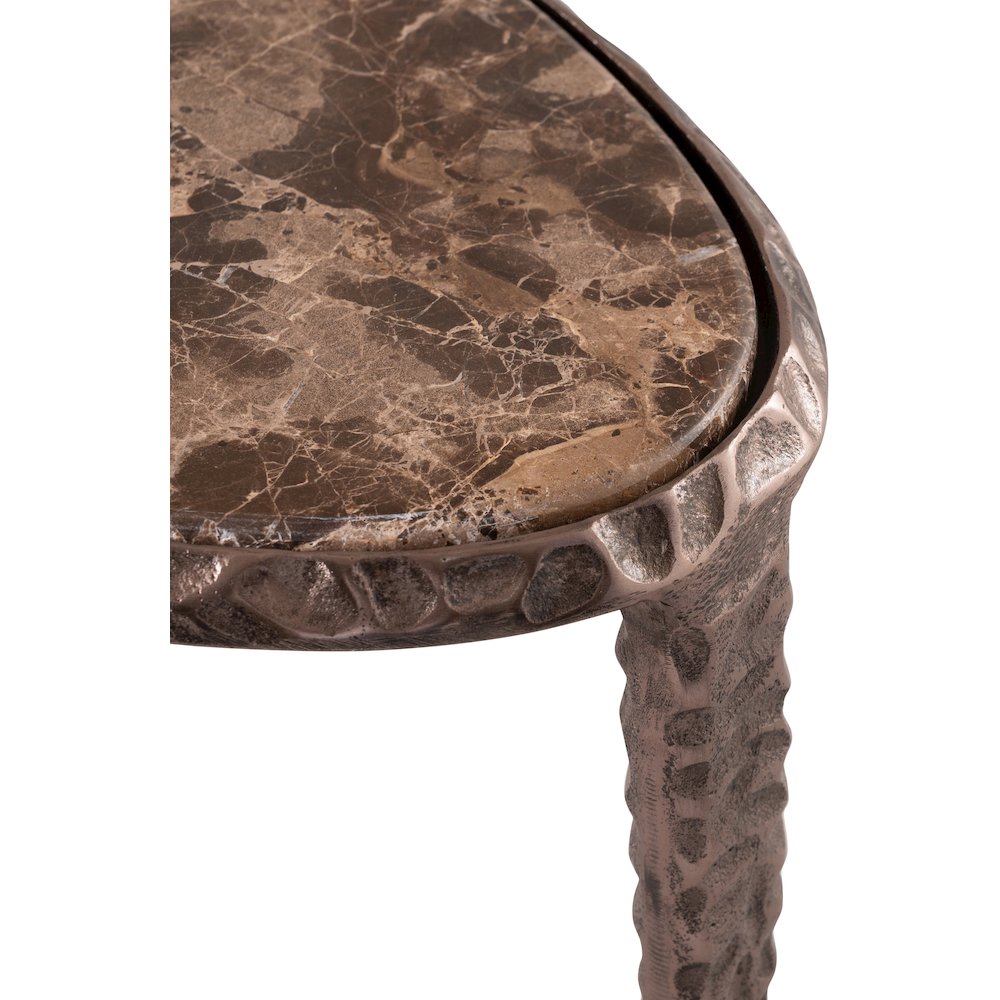 Gild Beige Genuine Marble Top And Aluminum Base End / Side Table
