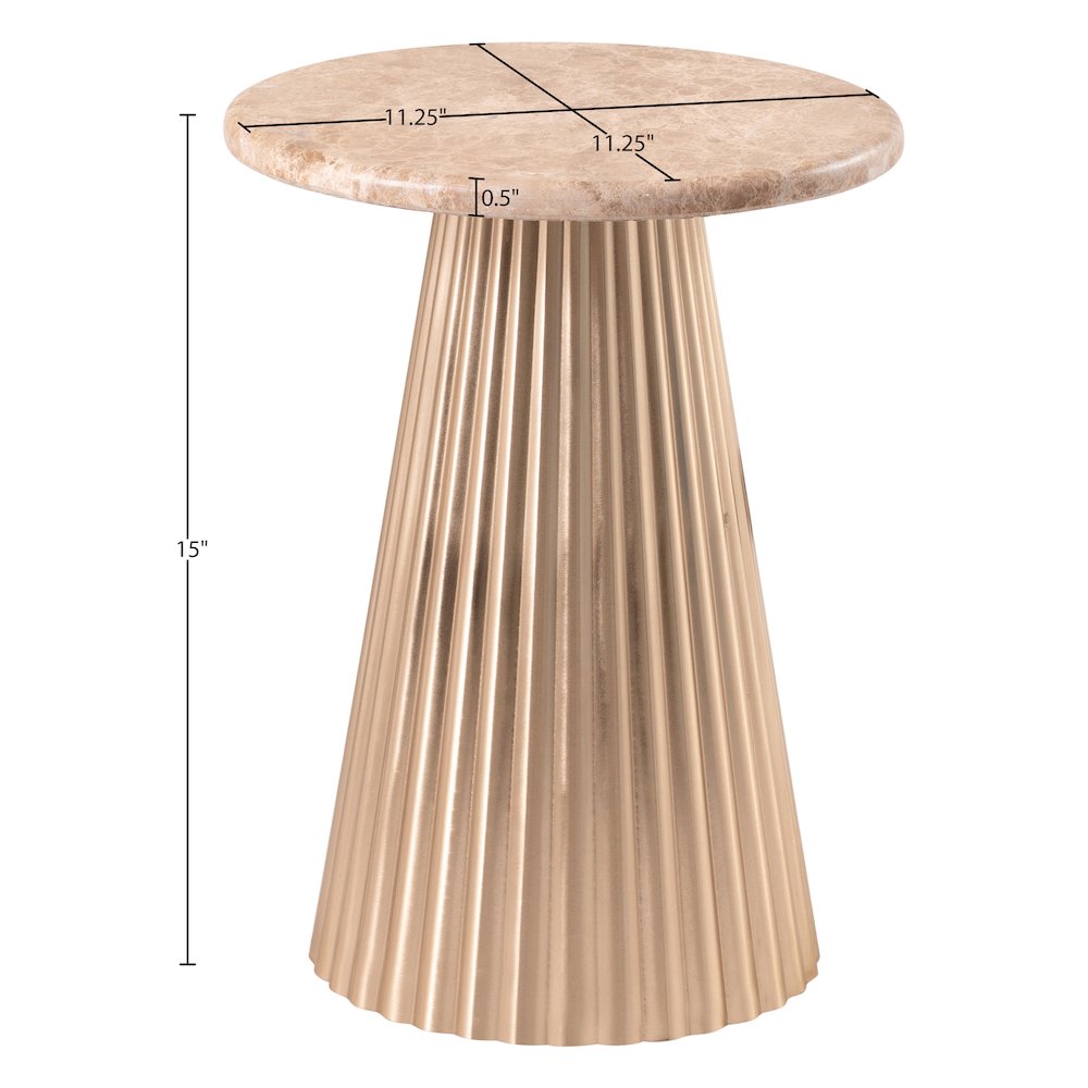 Cindra Beige Genuine Marble Top And Iron Base End / Side Table