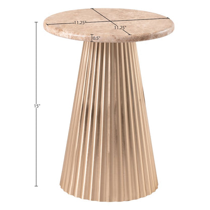 Cindra Beige Genuine Marble Top And Iron Base End / Side Table