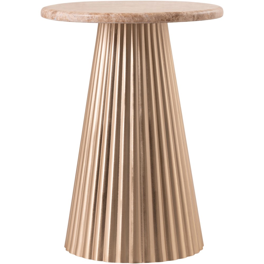 Cindra Beige Genuine Marble Top And Iron Base End / Side Table