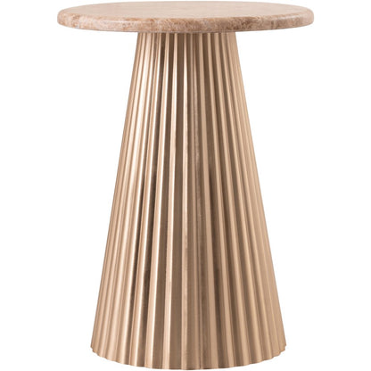 Cindra Beige Genuine Marble Top And Iron Base End / Side Table