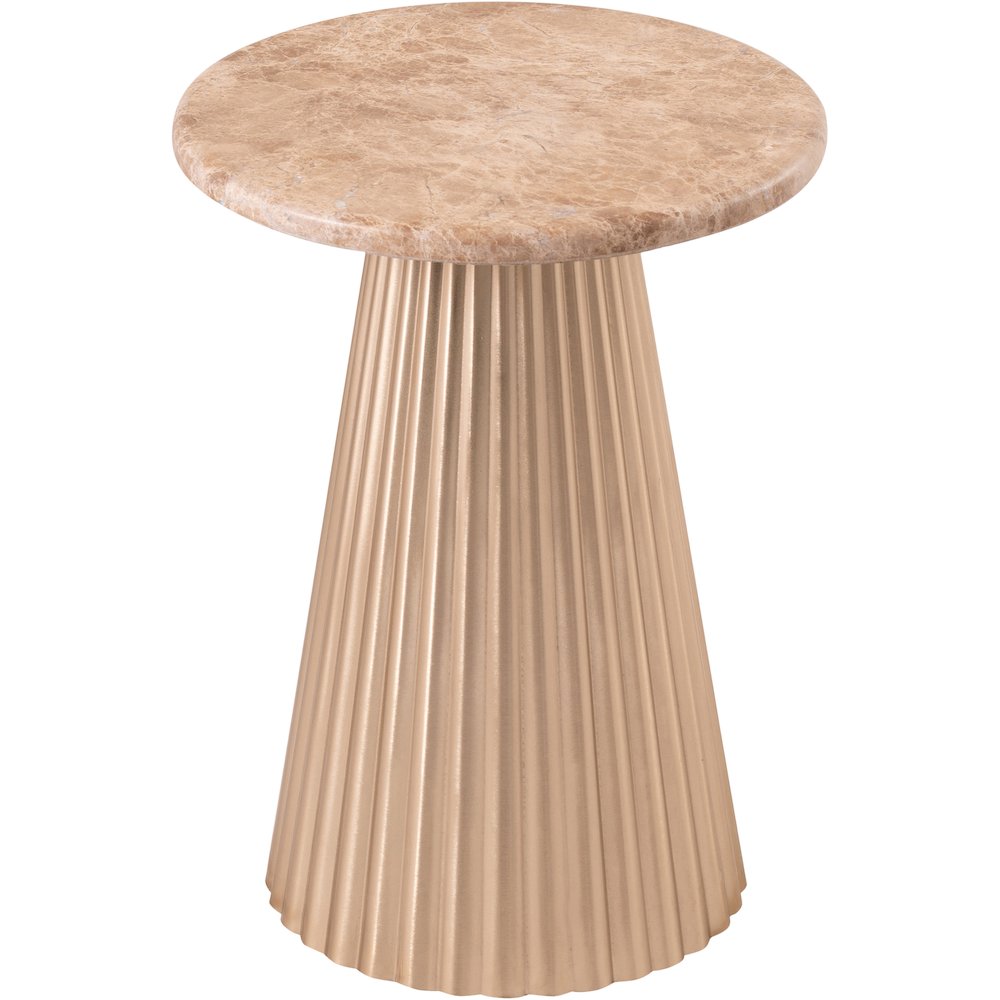 Cindra Beige Genuine Marble Top And Iron Base End / Side Table
