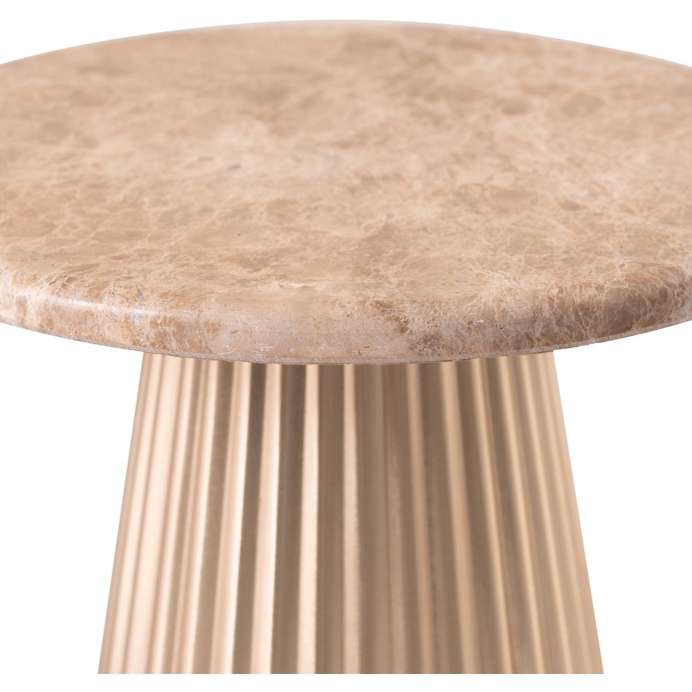 Cindra Beige Genuine Marble Top And Iron Base End / Side Table