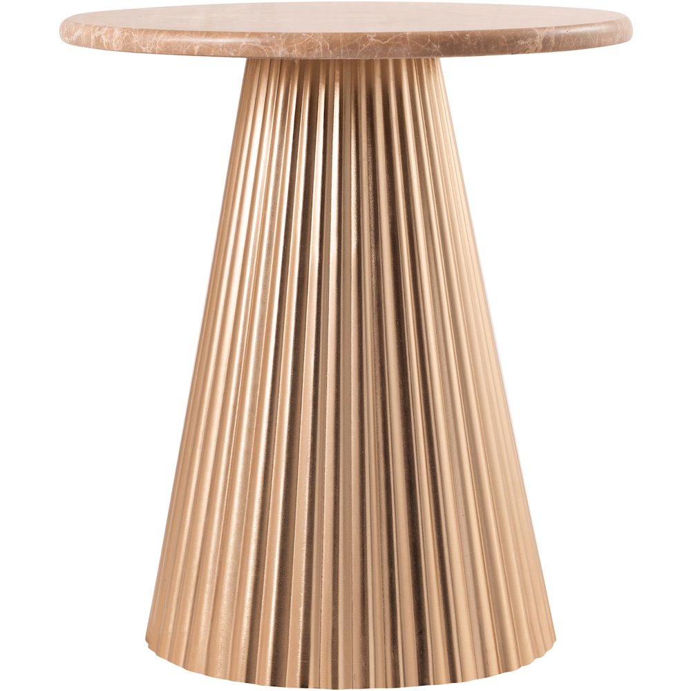 Cindra Beige Genuine Marble Top And Iron Base End / Side Table