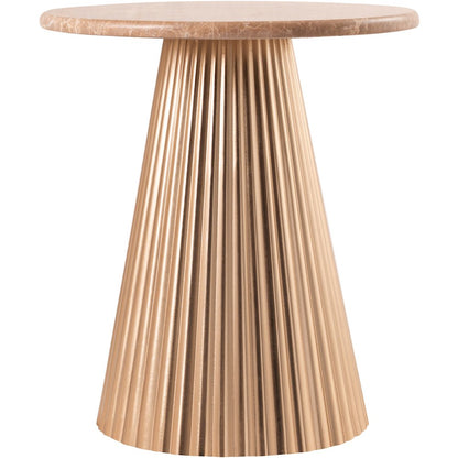 Cindra Beige Genuine Marble Top And Iron Base End / Side Table
