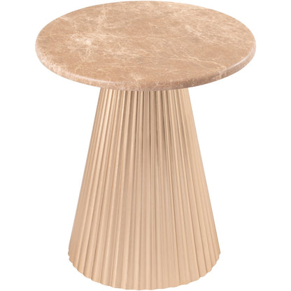 Cindra Beige Genuine Marble Top And Iron Base End / Side Table