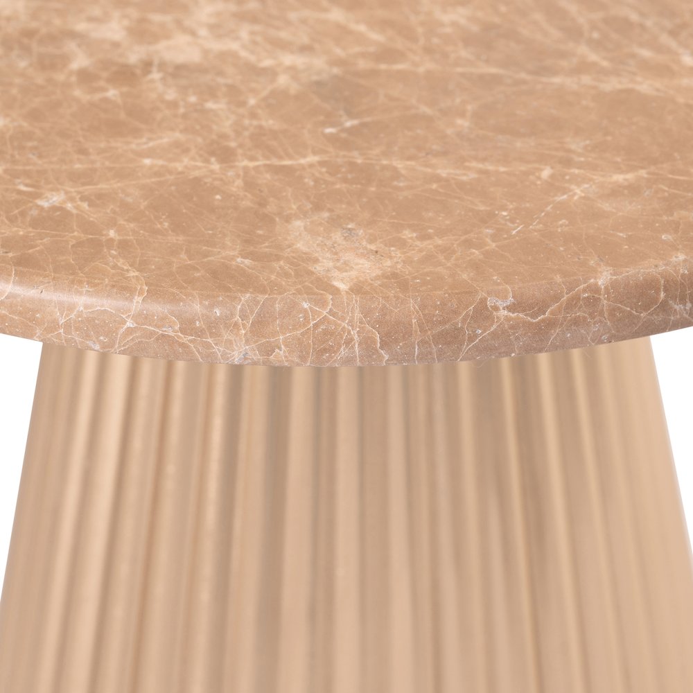 Cindra Beige Genuine Marble Top And Iron Base End / Side Table