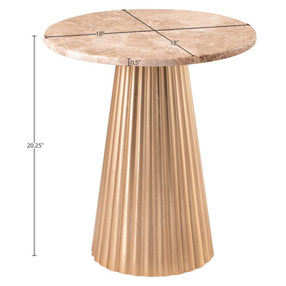 Cindra Beige Genuine Marble Top And Iron Base End / Side Table