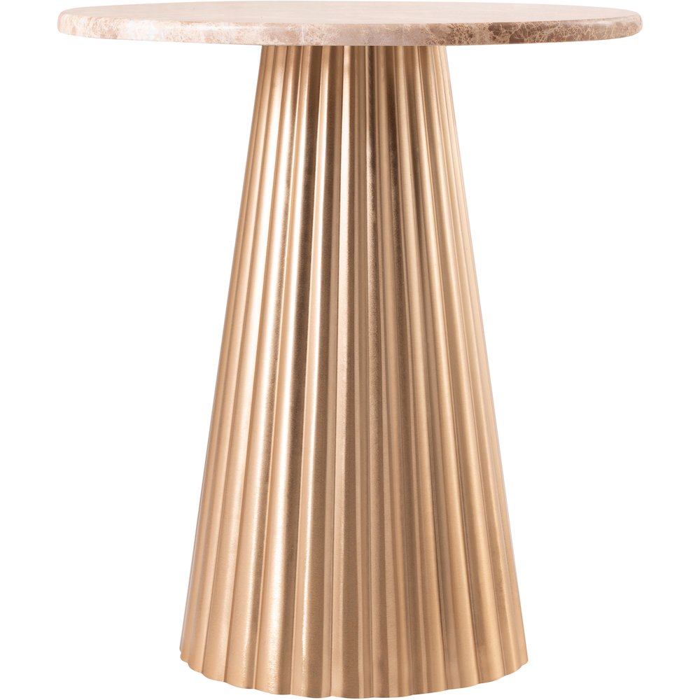 Cindra Beige Genuine Marble Top And Iron Base End / Side Table