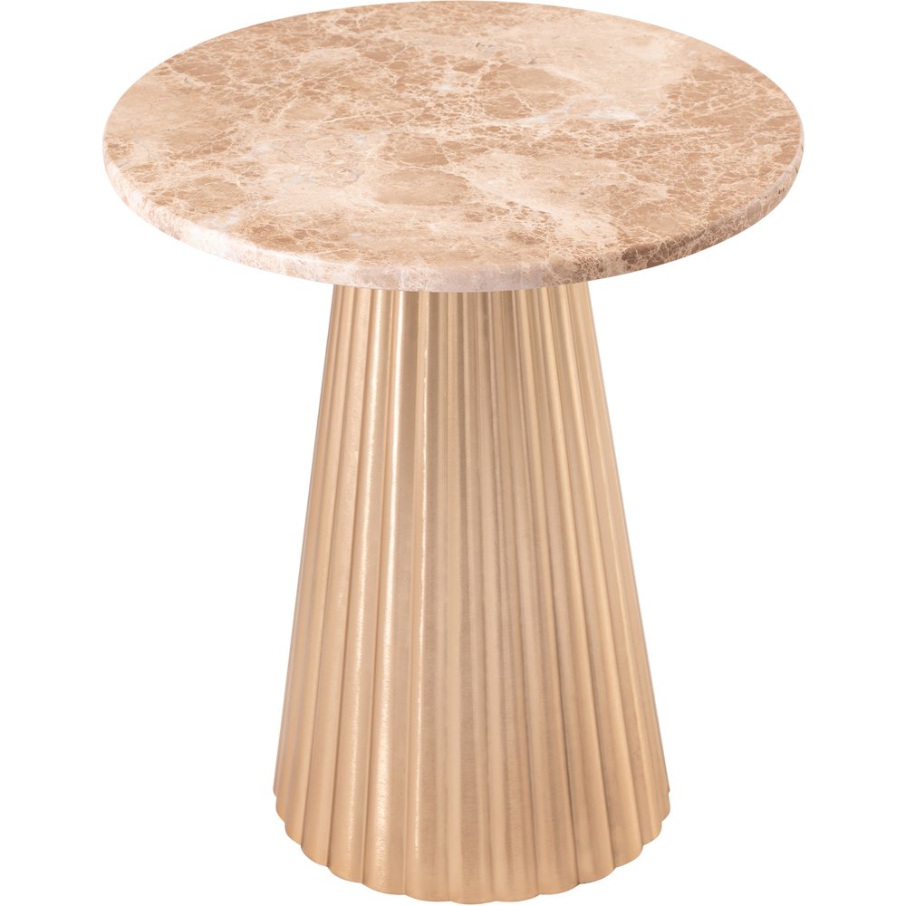 Cindra Beige Genuine Marble Top And Iron Base End / Side Table