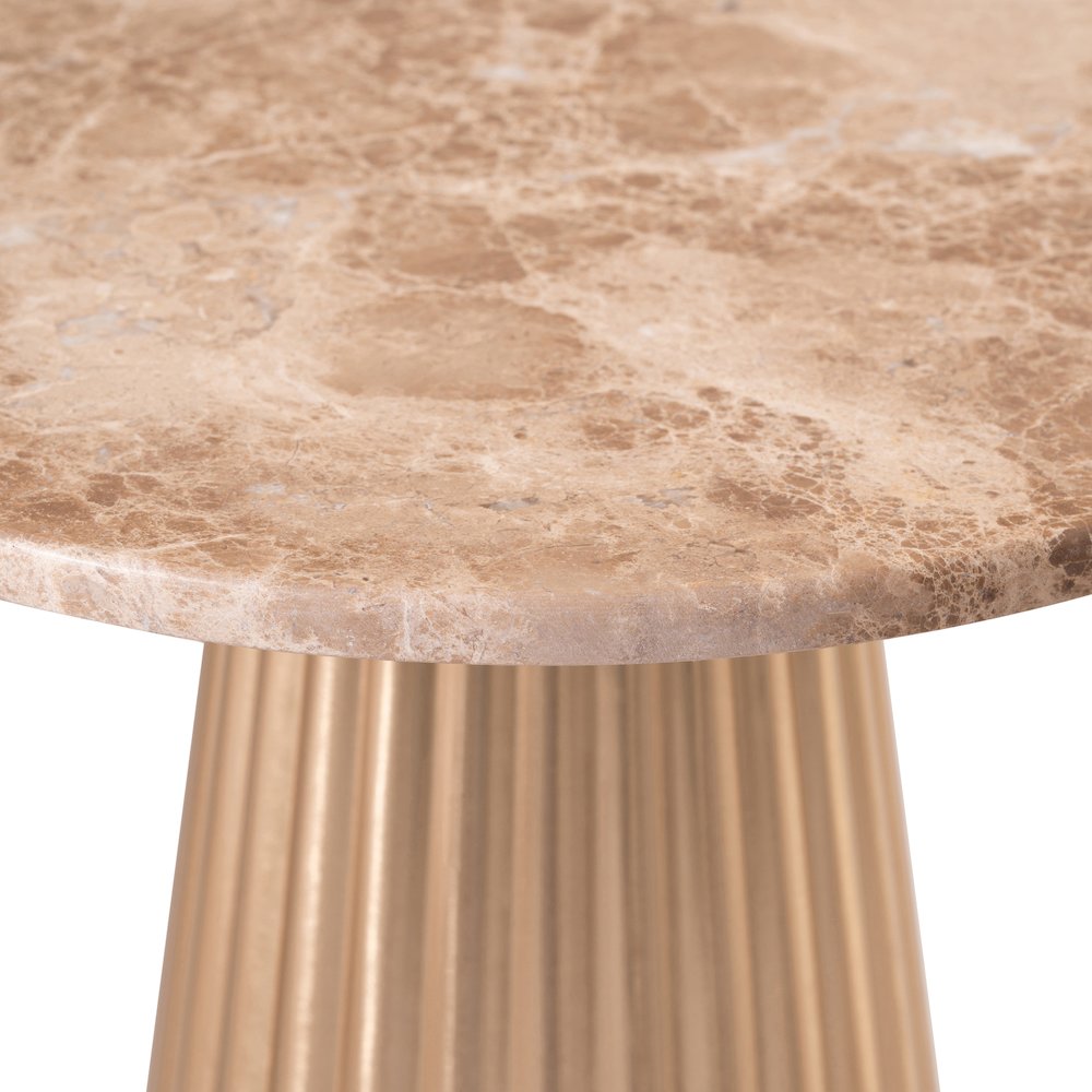 Cindra Beige Genuine Marble Top And Iron Base End / Side Table