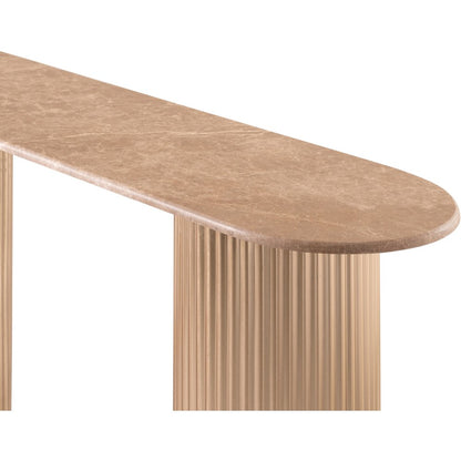 Cindra Beige Genuine Marble Top And Iron Base Console Table