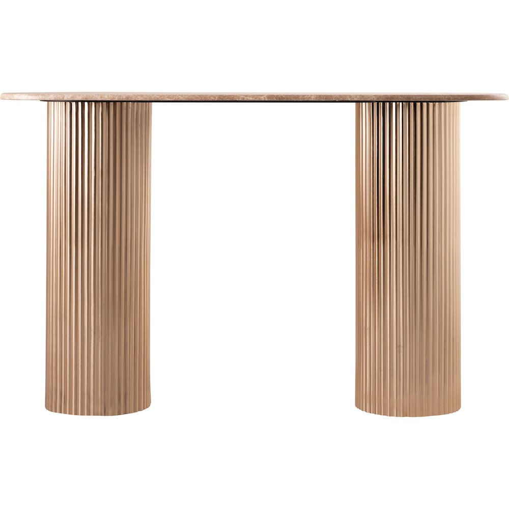 Cindra Beige Genuine Marble Top And Iron Base Console Table