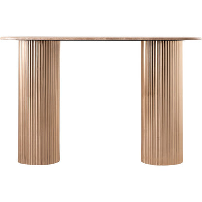 Cindra Beige Genuine Marble Top And Iron Base Console Table