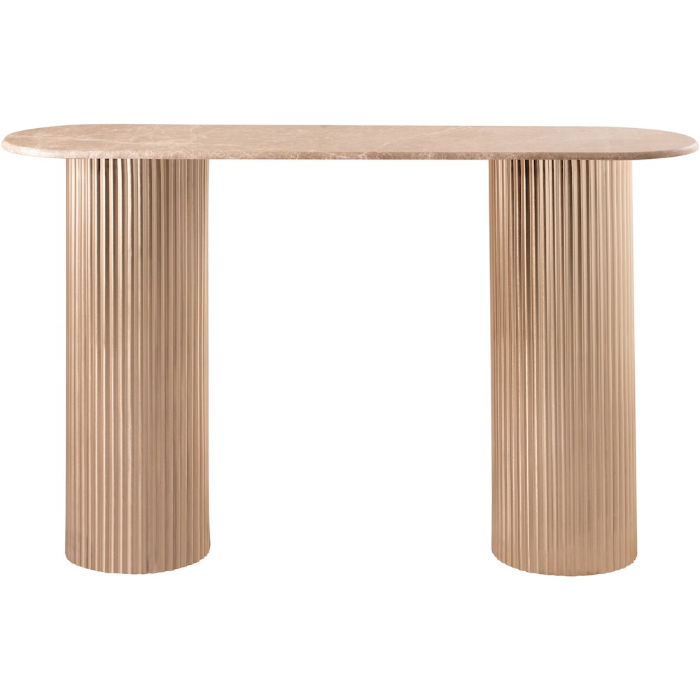 Cindra Beige Genuine Marble Top And Iron Base Console Table
