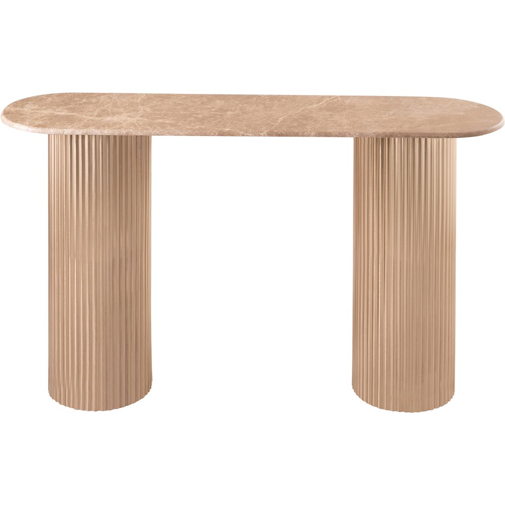 Cindra Beige Genuine Marble Top And Iron Base Console Table