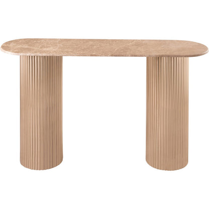 Cindra Beige Genuine Marble Top And Iron Base Console Table