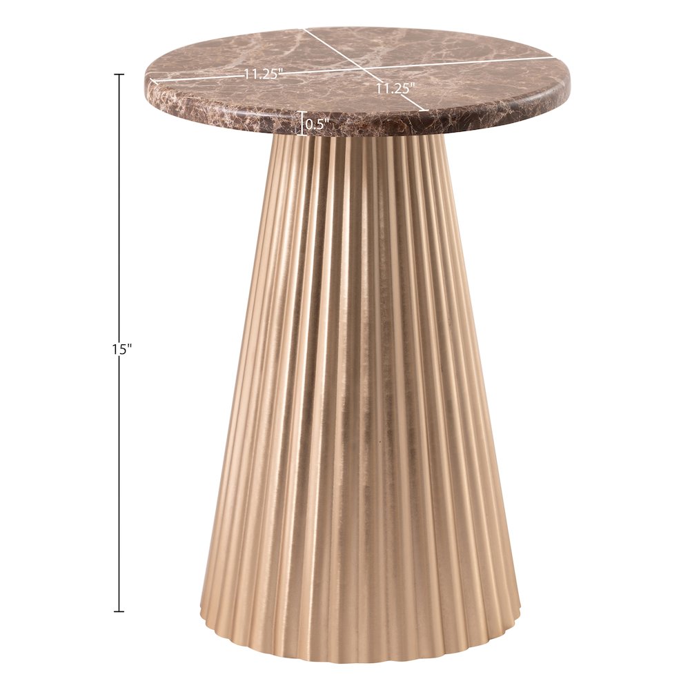 Cindra Brown Genuine Marble Top And Iron Base End / Side Table