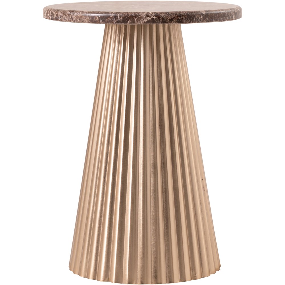Cindra Brown Genuine Marble Top And Iron Base End / Side Table