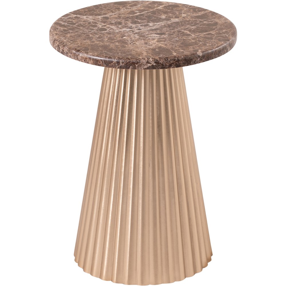 Cindra Brown Genuine Marble Top And Iron Base End / Side Table