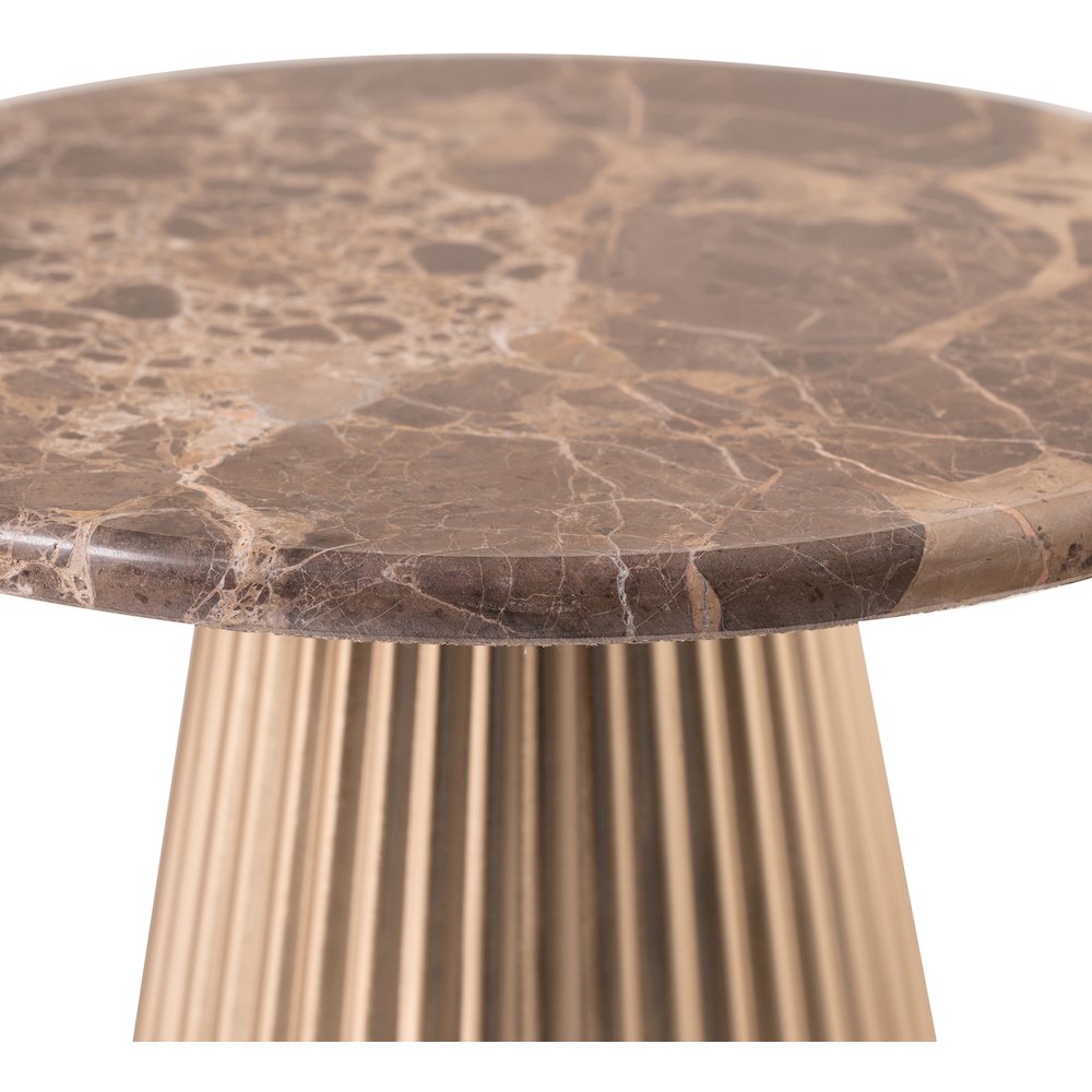 Cindra Brown Genuine Marble Top And Iron Base End / Side Table