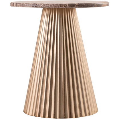 Cindra Brown Genuine Marble Top And Iron Base End / Side Table