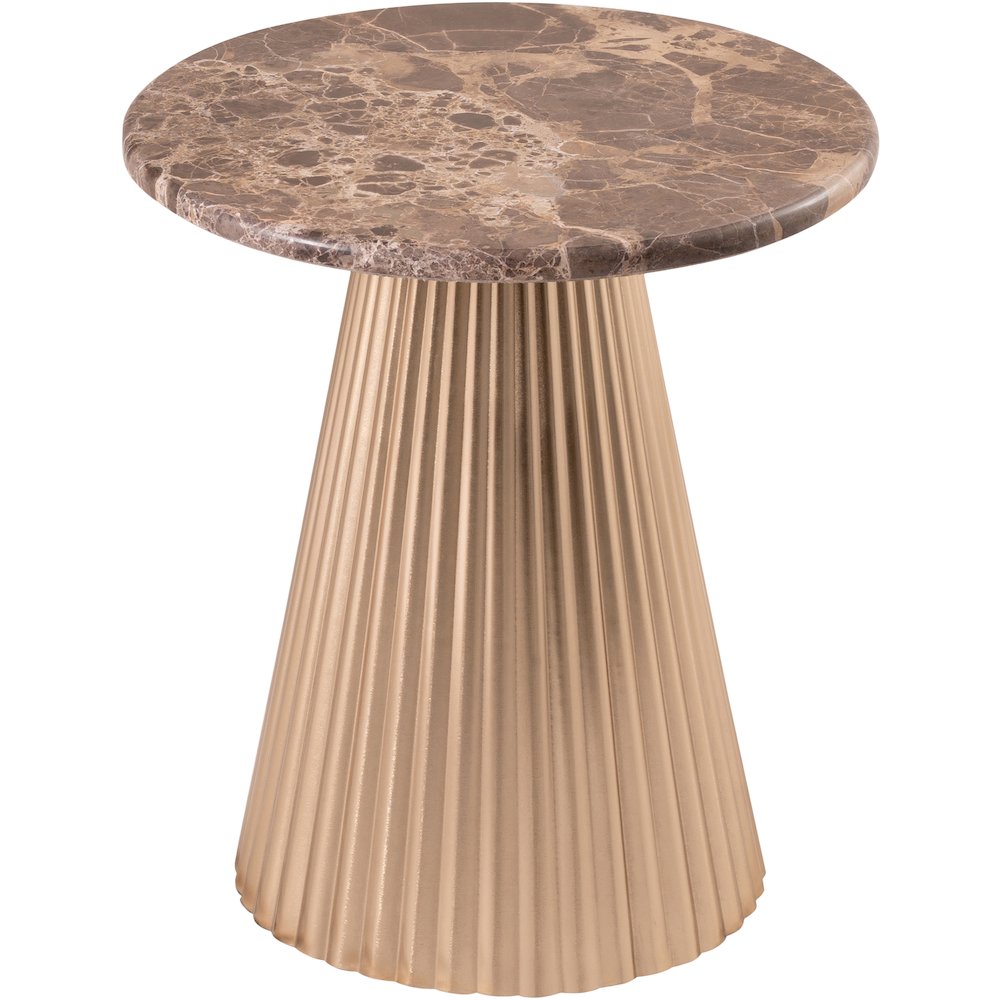 Cindra Brown Genuine Marble Top And Iron Base End / Side Table