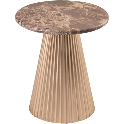 Cindra Brown Genuine Marble Top And Iron Base End / Side Table