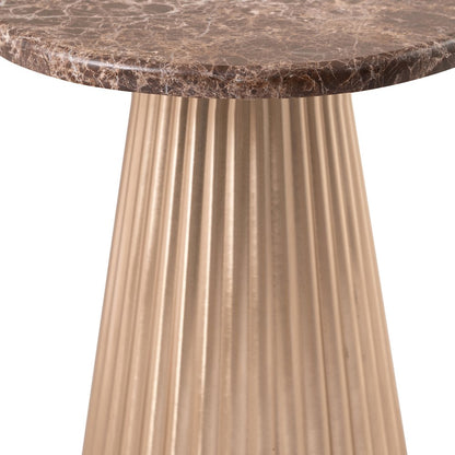 Cindra Brown Genuine Marble Top And Iron Base End / Side Table