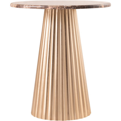 Cindra Brown Genuine Marble Top And Iron Base End / Side Table